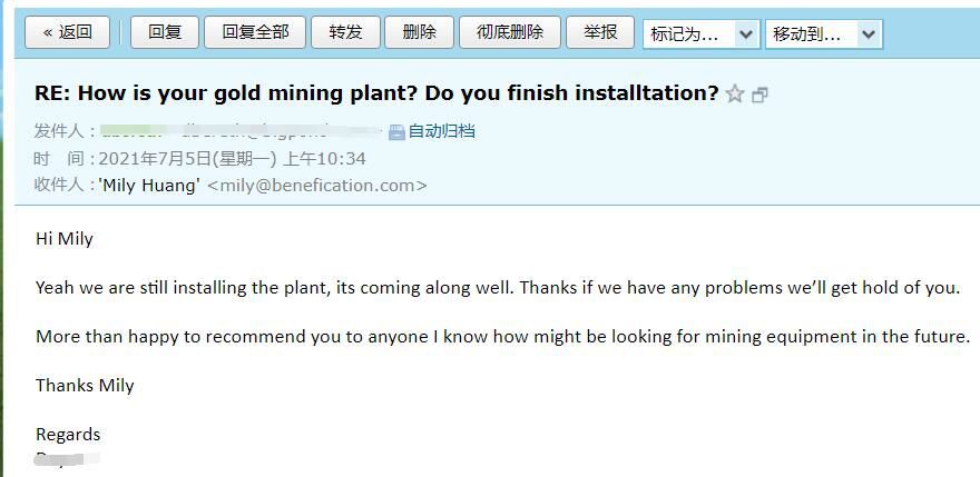 Good comment from customer